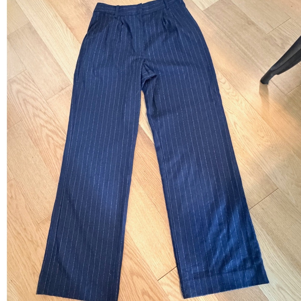 FAVORITE DAUGHTER The Favorite Pants in Navy Blue with White Pinstripes Size 10 - Picture 4 of 12